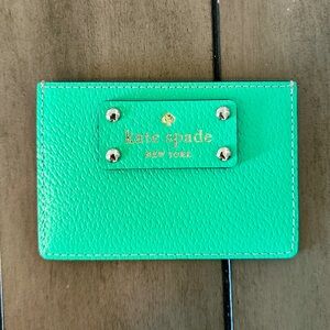 Kate Spade Wellesley Graham Card Case Wallet Bright Green Leather ID Holder